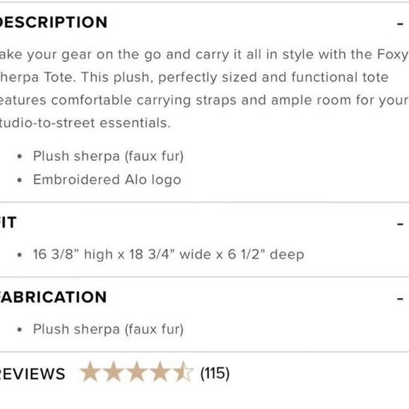 ALO Yoga Foxy Sherpa Tan Tote Bag - Picture 6 of 6